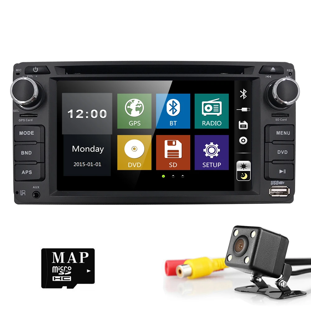 

2Din Car Dash DVD Player GPS Radio BT Head Unit Stereos with Reverse Camera For Toyota Daihatsu RAV4 COROLLA EX CAMRY CELICA MR2