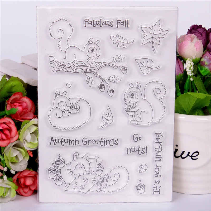 

Squirrel Transparent Clear Stamps for DIY Scrapbooking/Card Making/Kids Christmas Fun Decoration Supplies