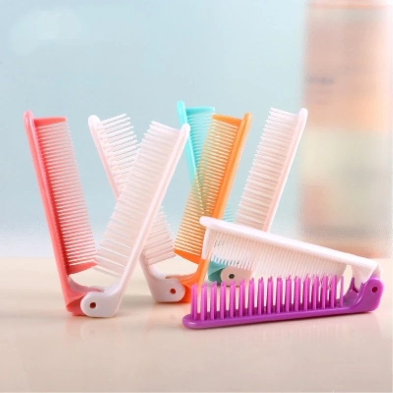 

Portable dual-purp Pocket Candy Color Salon Hairdressing Anti-static Plastic Comb Coarse & Fine Tooth Folding Hair Brush Comb