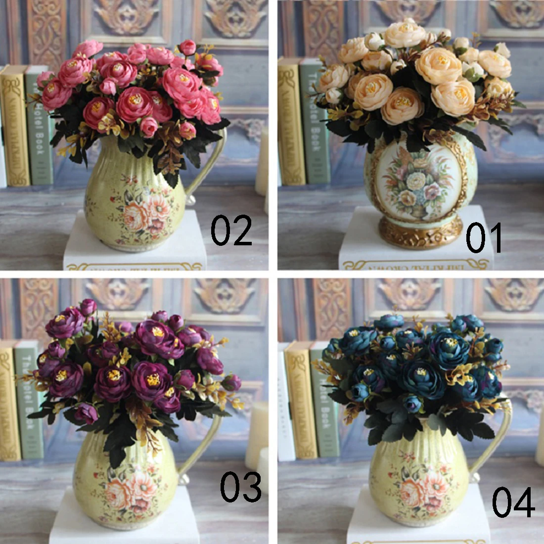 Прекрасные яркие 6 веток осенние Искусственные Поддельные пионы, цветы для дома комнаты свадебный декор с гортензией Настоящее прикосновение