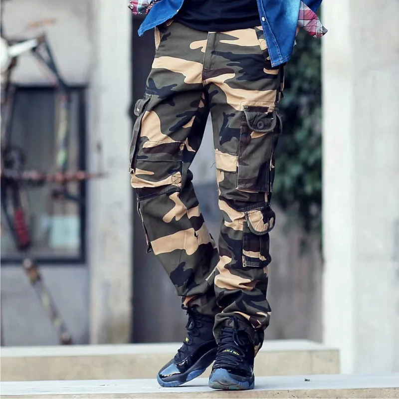 Летний стиль мужские военные брюки камуфляж брюки карго мужские с карманами снаружи поезд комбинезоны камуфляжные брюки