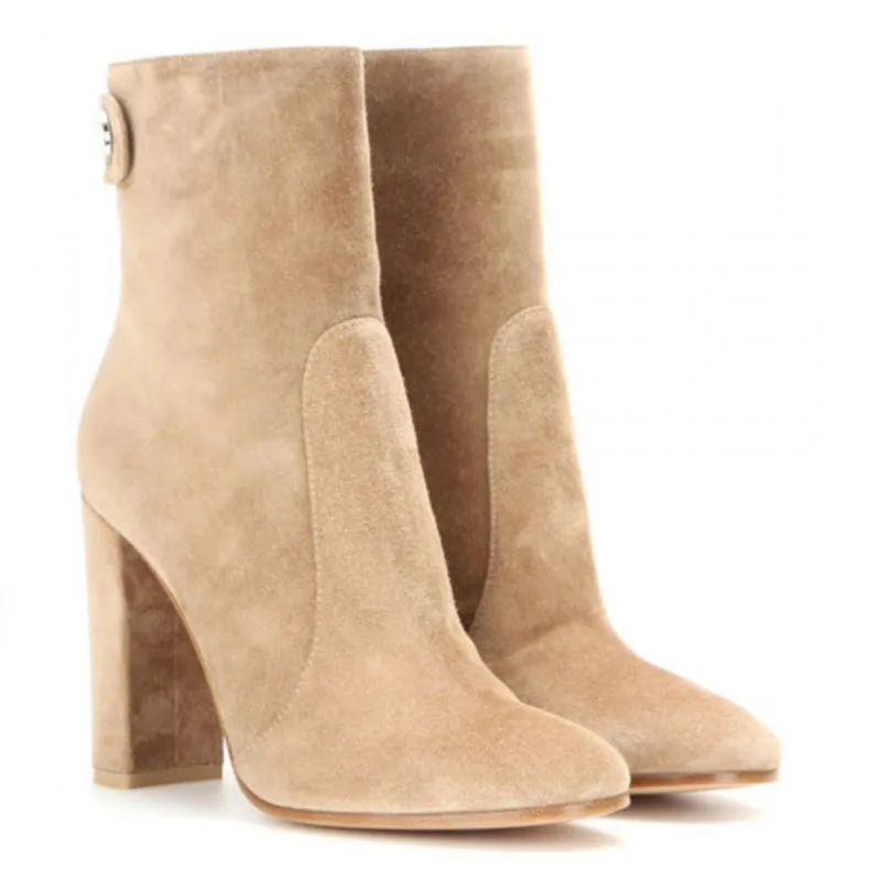tan high heel ankle boots