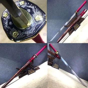 

Battle Ready Samurai Straight Knife Full Tang High Carbon Steel Sharp Cutting Bamboo Japanese Ninja Cosplay Real Sword Katana