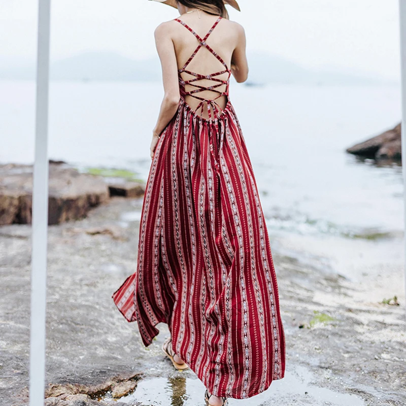 red maxi beach dress