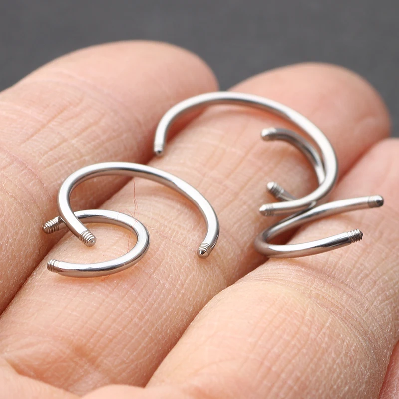 JUNLOWPY Body Piercing Jeweller Horseshoe Septum Piercing Nose Lip Ring Screw Ball Straight Barbell Eyebrow Belly Bar Accessory