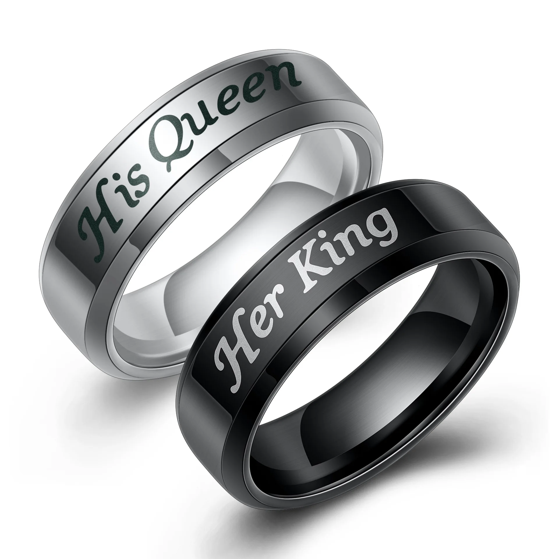 Fashion New Her King His Queen Rings For Women Black