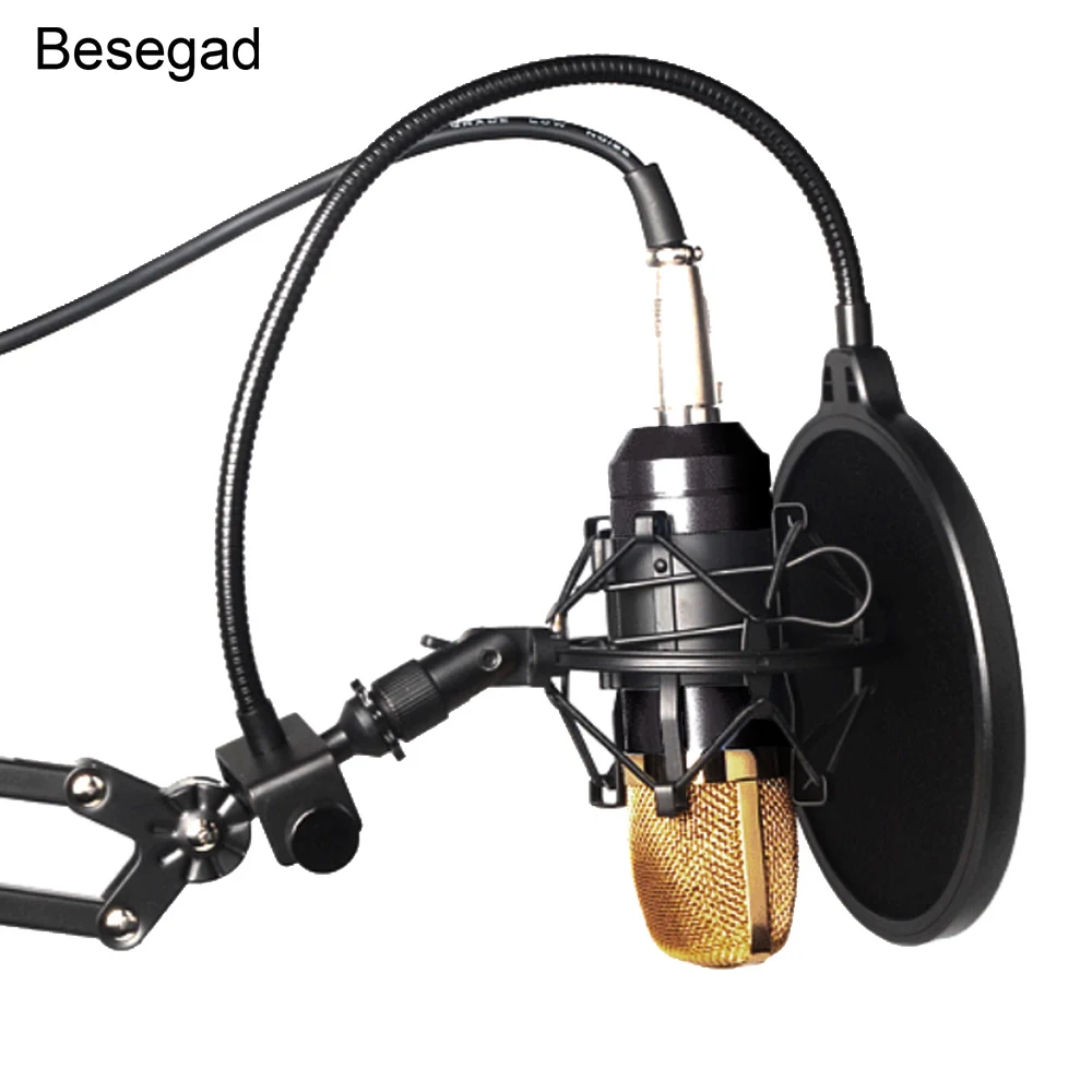 

Besegad Professional Studio Broadcasting Song Sound Voice Recording Condenser Microphone Microfone Mic Shock Mount Holder Set