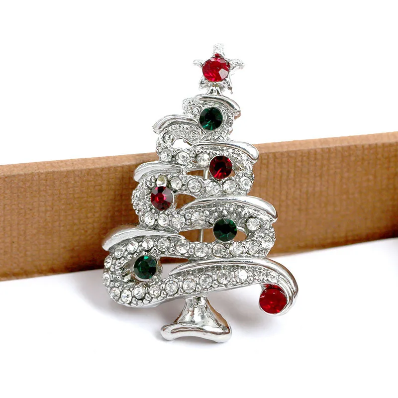 CINDY XIANG Fashion Rhinestone Christmas Tree Brooches for Women Vintage Elegant Suit Pins Coat Backpack Accessories Jewelry