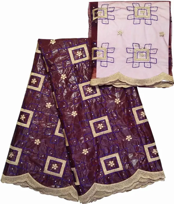

Hot sale 5+2yards bazin riche getzner jacquard brocade fabric latest african laces 2019 nigerian lace fabrics for dress KY-A17