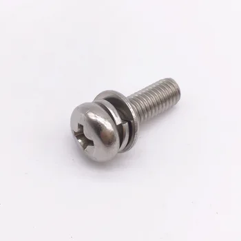 

Wkooa M5 x 16 SEMS Screw Phillips Driver Polished Cross recessed pan head screws with plain and spring washers attached 300pcs