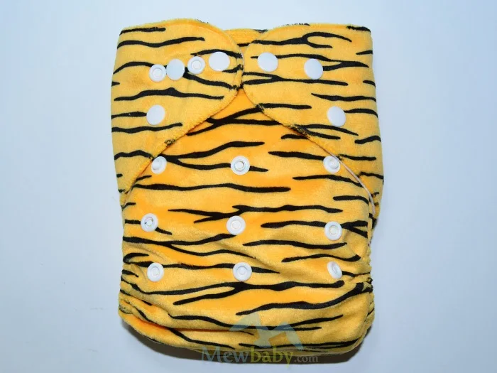 Minky Tiger Modern Reusable Washable Baby Cloth Nappy Nappies & Insert 
