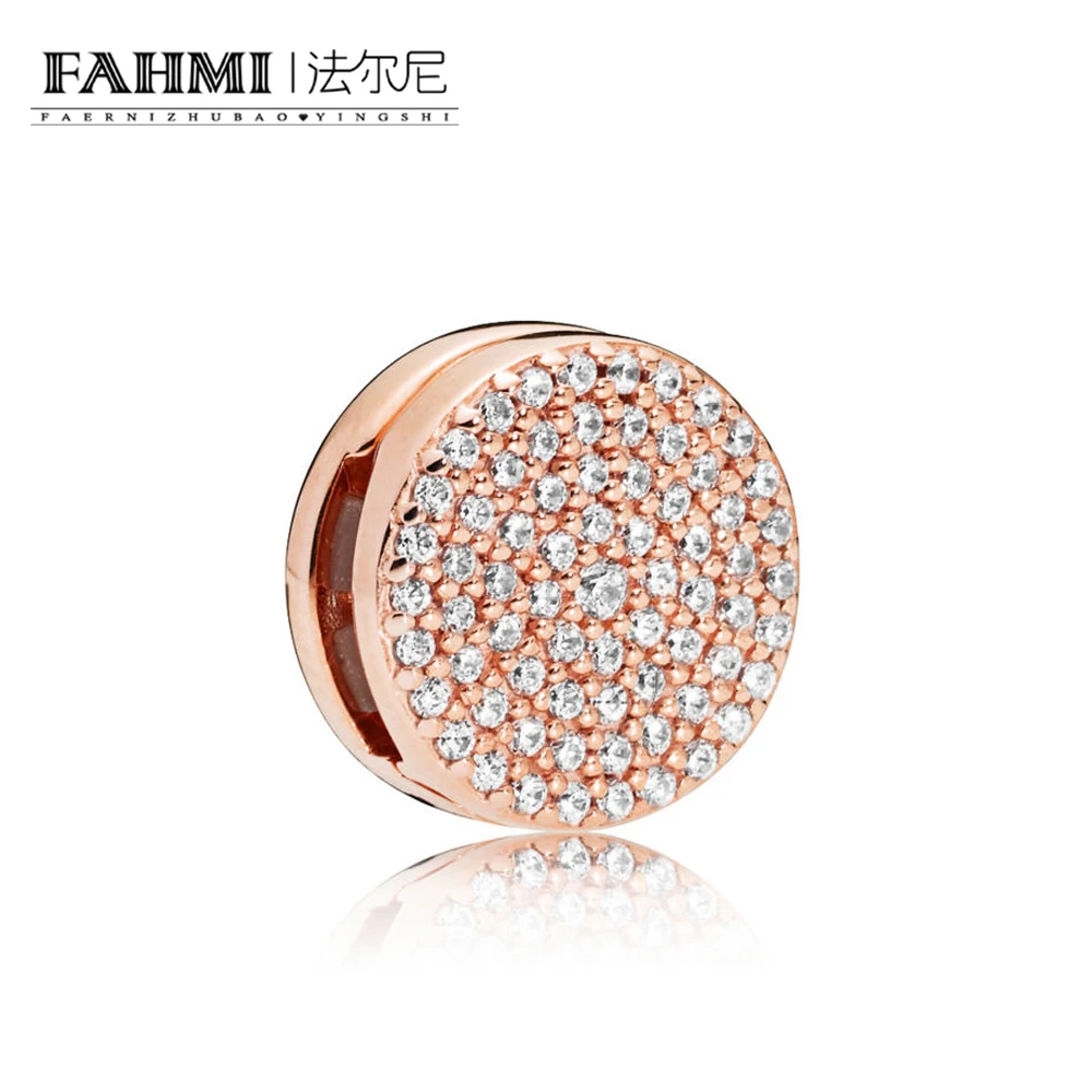 

FAHMI 100% 925 Sterling Silver New 787583CZ ROSE REFLEXIONS DAZZLING ELEGANCE CLIP CHARM Original Women's Jewelry Charming Gift