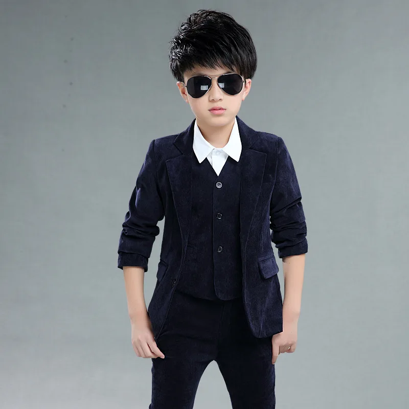Blazer Jacket For Boys Fashionable Formal Wear Corduroy Cotton Turn-down Clothes