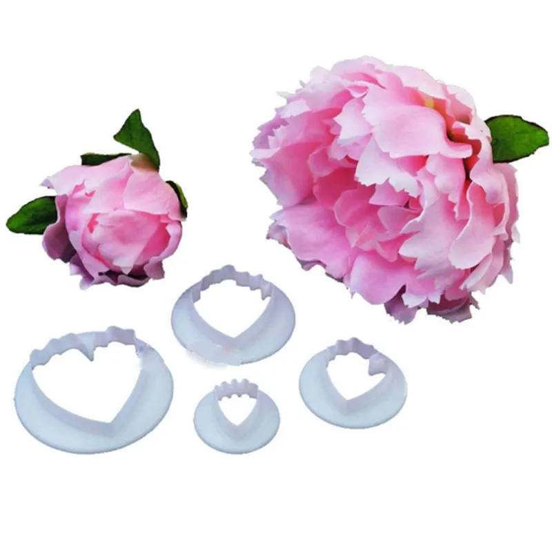 

4 pcs/Lot Peony Flower Set plastic fondant cookie cutter cake mold fondant cake decorating tools sugarcraft bakeware tools