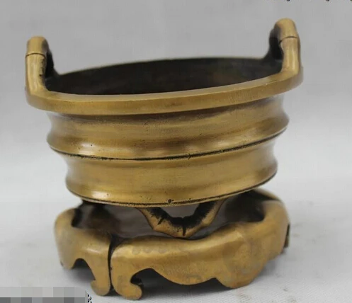 

bi002342 4"Chinese Marked Folk Pure Bronze Lucky Tree flower Burner incense burner Statue