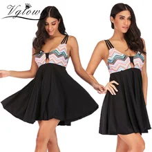 VGTOWN Новое винтажное платье для плавания с глубоким v-образным вырезом Женская одежда для плавания из двух частей купальники танкини Набор размера плюс 5XL летние купальники