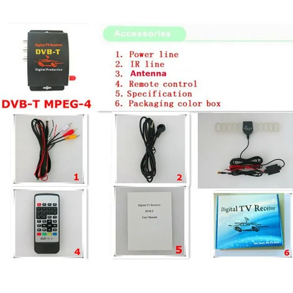 Автомобильный DVB-T DVBT MPEG-4 тюнер цифровой ТВ-приставка двойная антенна для Европы