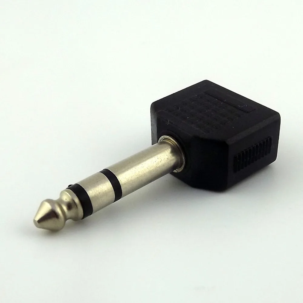 

50pcs 6.35mm 1/4" Male Stereo Plug To 2 Dual 3.5mm Female Y Splitter Adapter Connector