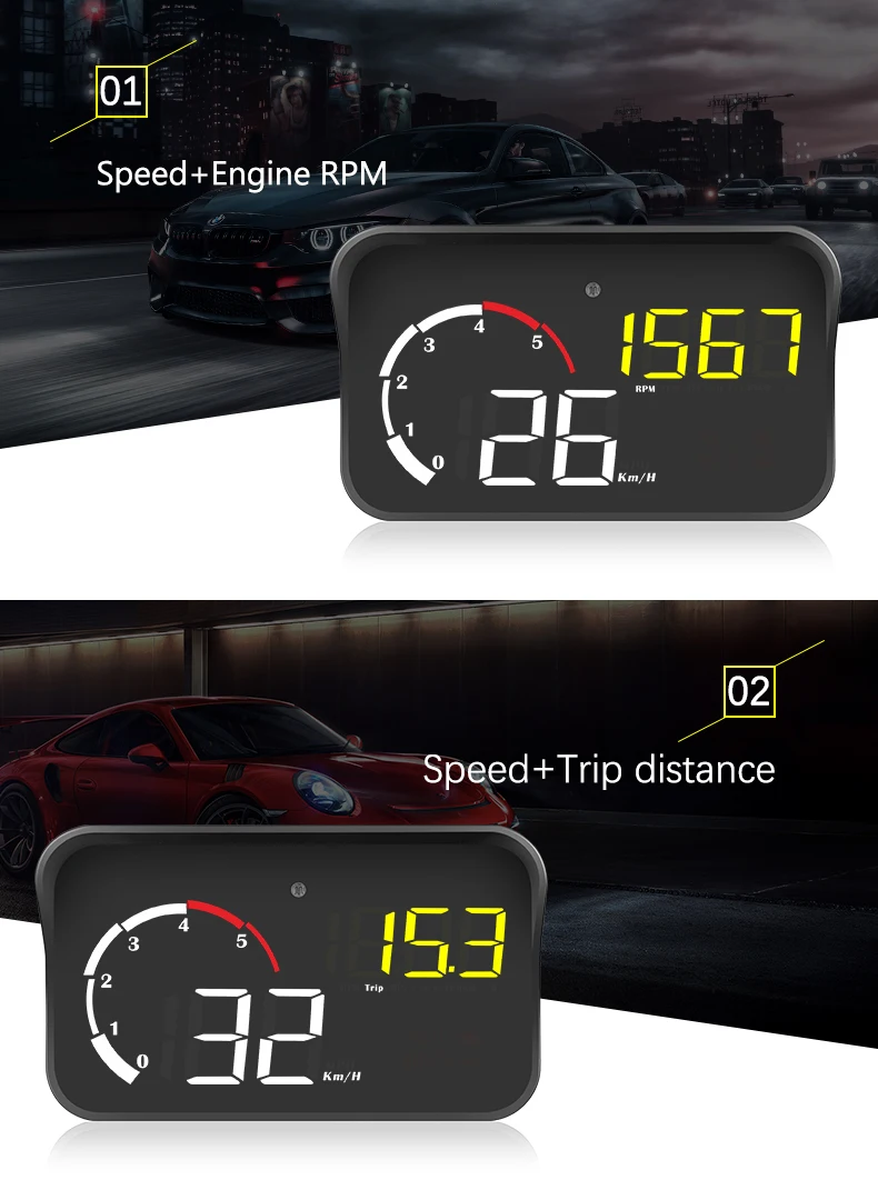 Автомобильный HUD Дисплей M10 лучше, чем A100S дисплей OBD2 сверхскоростПредупреждение автоматическая электронная температура воды