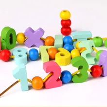 33 шт./Партия Детские игрушки с разноцветными бусинами DIY цифры бусины деревянные раннего обучения Детские развивающие игрушки 3D головоломки игрушки подарок