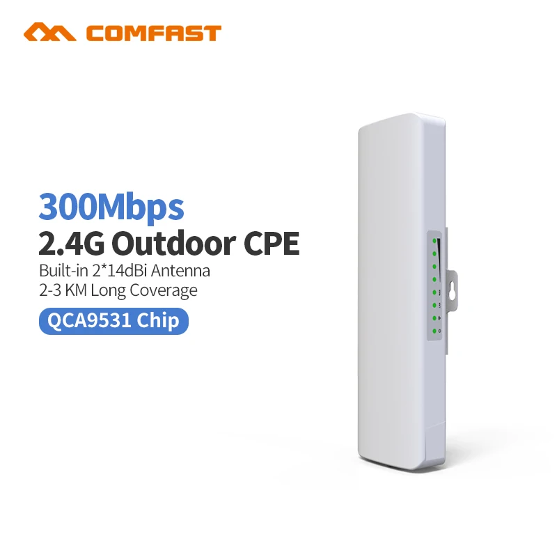 

3KM 2.4GHz 300Mbps Outdoor CPE Wireless WiFi Repeater Extender Router AP Access Point Wi-Fi Bridge 48V POE Adapter Amplifier