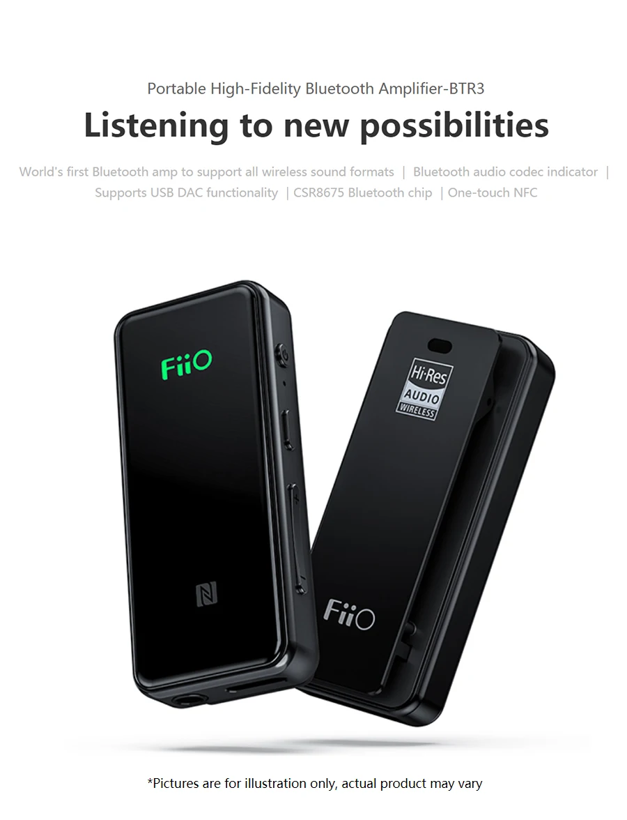 FiiO BTR3 CSR8675 AK4376A USB DAC портативный Bluetooth APTX HD LDAC LHDC type C 3,5 мм усилитель для iphone/Android телефонов/ПК