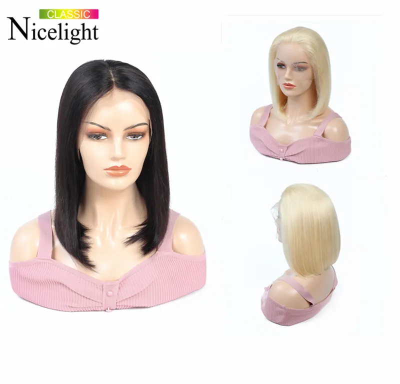 

613 Bob Wig Straight Frontal Wig Blonde Lace Front Human Hair Wigs Short Bob Wigs Nicelight Peruvian Glueless Hair Lacefront Wig