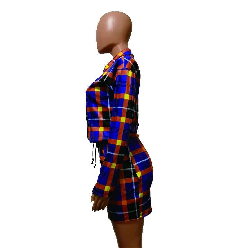 ANJAMANOR плед Для женщин Верхняя одежда из двух частей юбка и куртка 2019 осень-зима Модные Повседневные платья соответствующие наборы D72-AE29