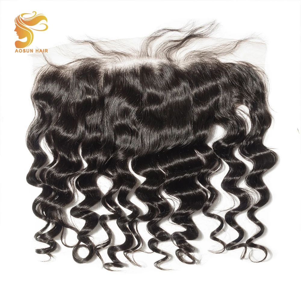 

AOSUN HAIR Brazilian Lace Frontal Closure Loose Wave 100% Remy Human Hair Ear to Ear 13x4 Frontal With Baby Hair Closure