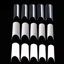 Unhas falsas 500 profissionais, unhas brancas e quadradas curvas para arte de unha, salão artificial