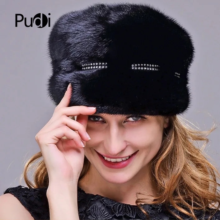 

HM017 Real genuine mink fur hat Winter hats for women whole piece mink fur hats Winter Cap