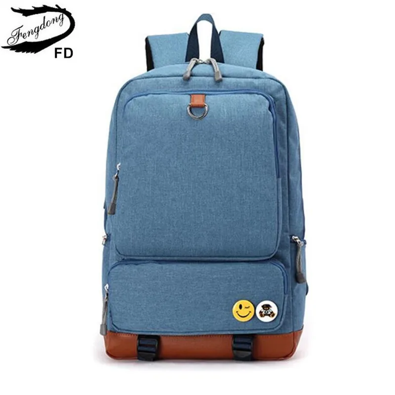 Школьные рюкзаки FengDong для мальчиков, черный рюкзак для ноутбука, детский школьный рюкзак, мужские дорожные сумки, рюкзаки для детей - Цвет: light blue