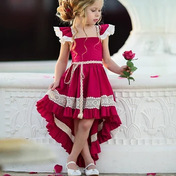 

Girls Dress Kids 2020 Summer Hollow Girls Cute Princess Dress Flying Sleeve Irregular Kids Dress Sweetie Children Clothes Dress