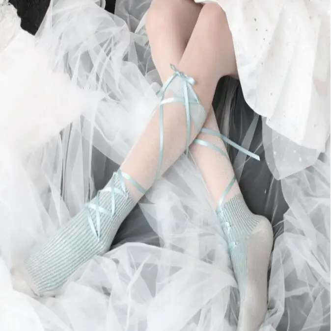 Women Socks Summer Fashion Laced Bandage Bow Socks Short Socks Mesh Sexy Lolita Sockings