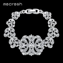 Mecresh цветочный Браслеты для Для женщин Серебряный Цвет Кристалл Rhinestone дружба Браслеты Свадебная вечеринка Jewelry Интимные аксессуары sl040