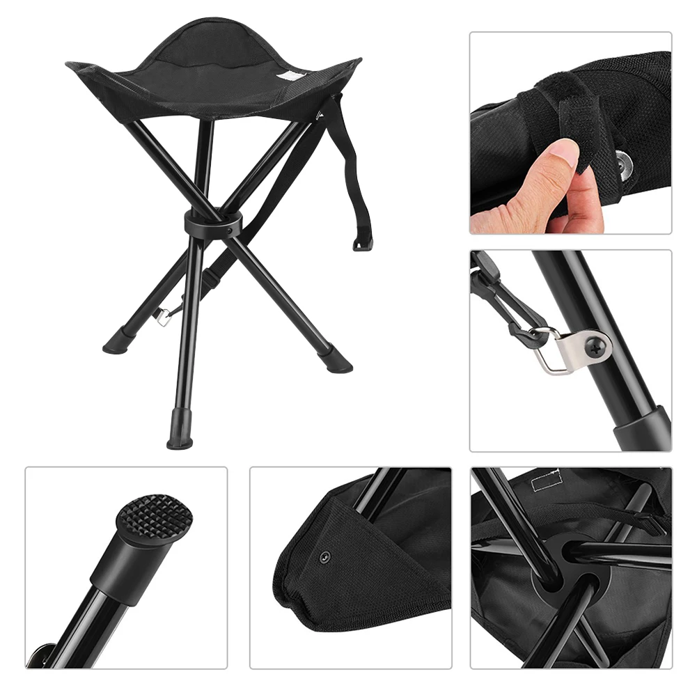 Ultralight Outdoor Camping Tripod Folding Stool Chair Fold Fishing Chair Foldable Portable Three-legged Fishing Mate Fold Chair