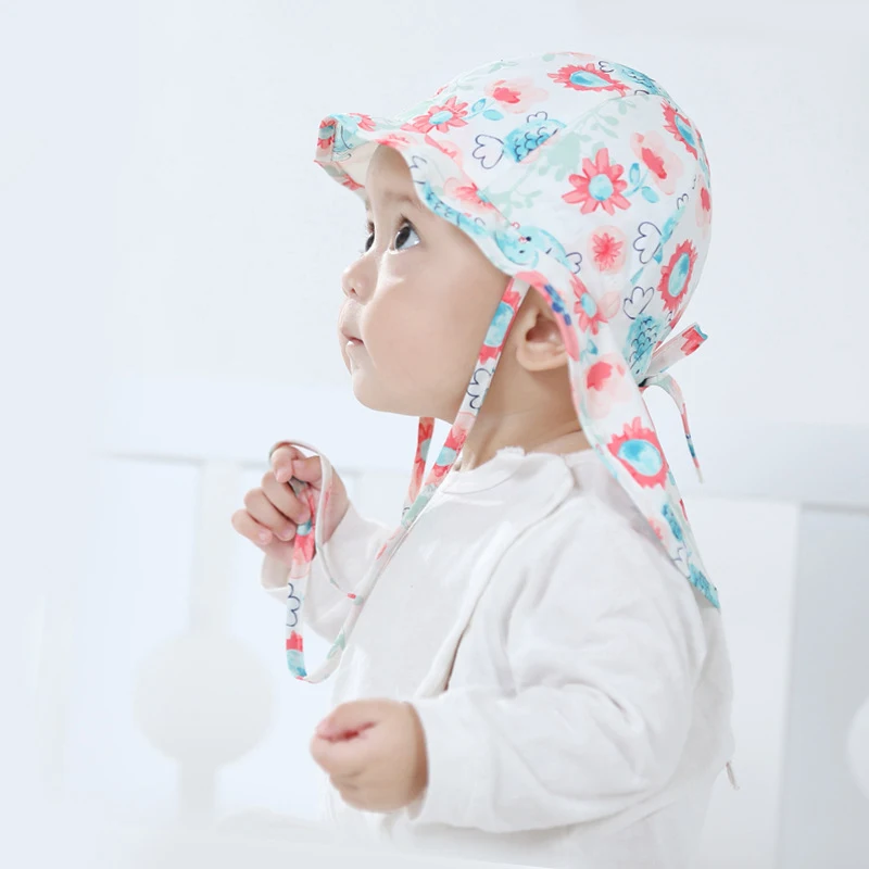 UPF Sun Protection Floral Baby Girls Hat Summer Baby Sun Protection Hat