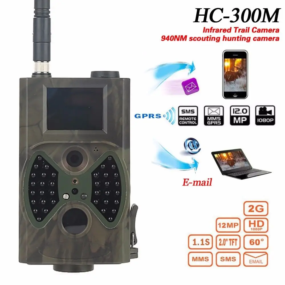 Goedkoop 12MP Foto Vallen E mail MMS GSM 1080 p Nachtzicht Jacht Vallen HC300M Wilde Jacht Camera Trail Camera Wildlife Camera chasse