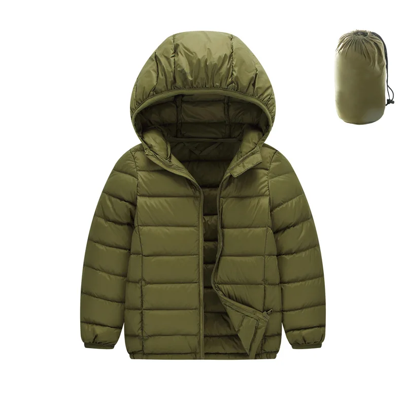 Детская куртка, верхняя одежда осеннее теплое пуховое пальто с капюшоном для мальчиков и девочек парка для подростков детская зимняя куртка размер 2, 6, 8, 9, 10, 12, 13 лет - Цвет: ArmyGreen