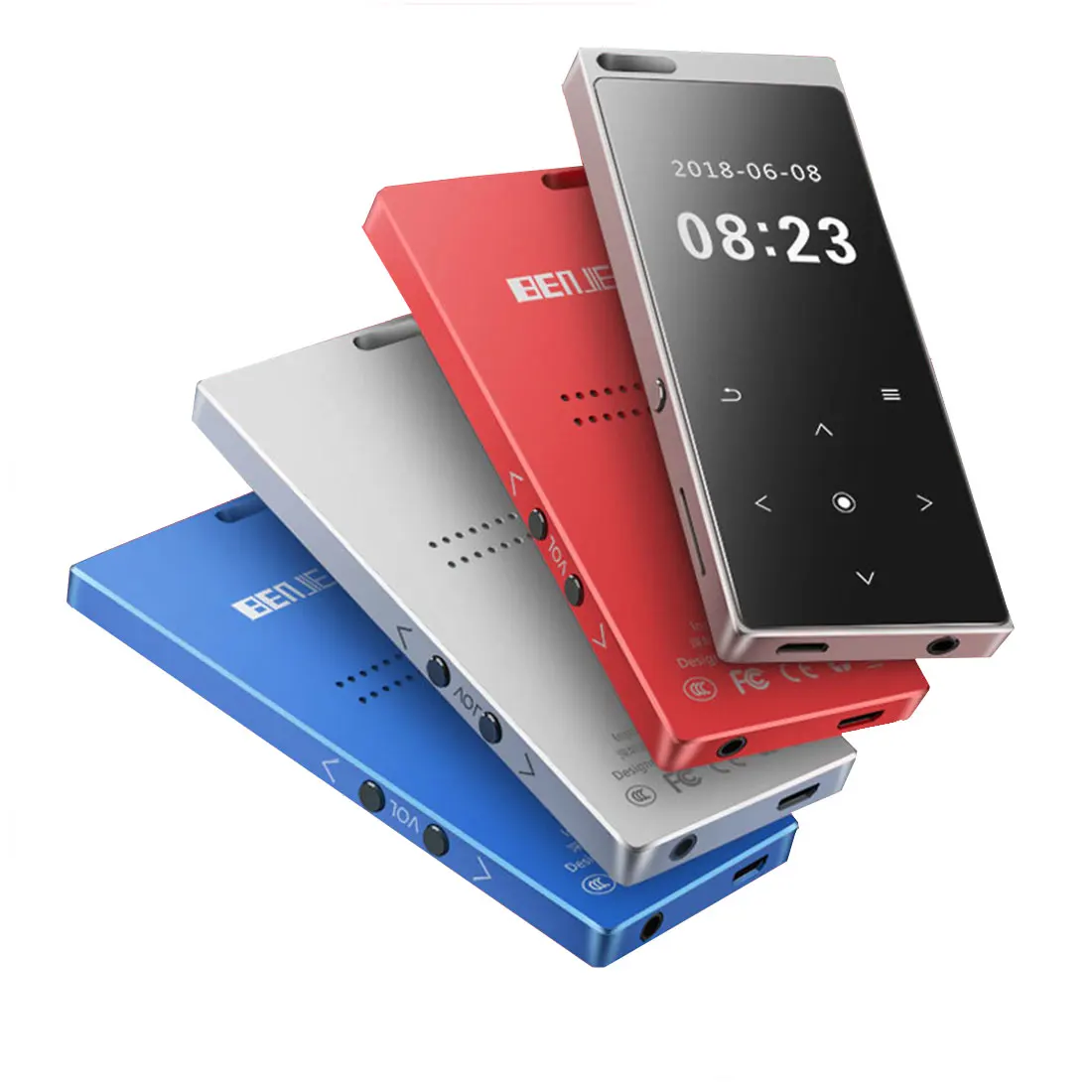 

Bluetooth external MP3 player ultra-thin touch button recorder HiFi chip FM radio alarm clock e-book 1.8-inch metal appearance