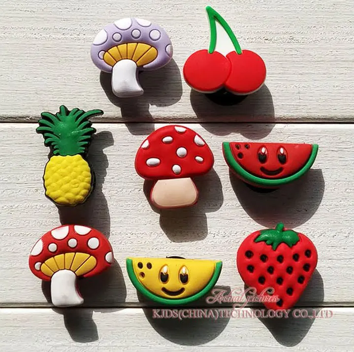 

Single Sale 1pc Fruits&Flowers PVC Shoe Charms,Shoe Buckles Accessories Fit Bands Bracelets Croc JIBZ,Kids Party X-mas Gifts