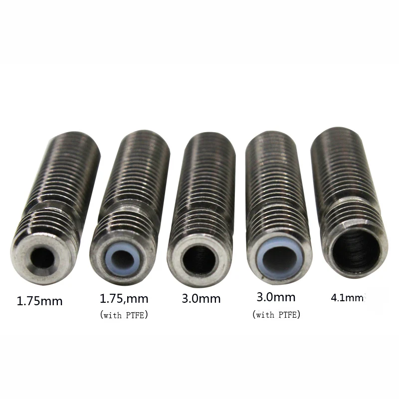 

1pcs reprap E3D V5 mk8 stainless steel throat M6X26 1.75mm 3mm all metal and tube Teflon pipes with Teflon for 3D printer