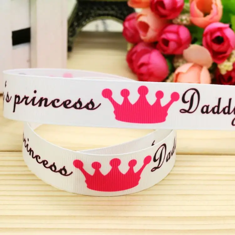 

7/8-дюймовая корсажная лента с принтом "папа принцесса", материал, головные уборы, украшения «сделай сам», оптовая продажа, Ремесло 22 мм P5041