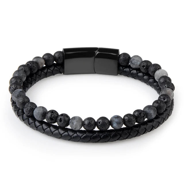 Genuine Leather Bracelet With Beads Jewelry - Kito City Jewelry