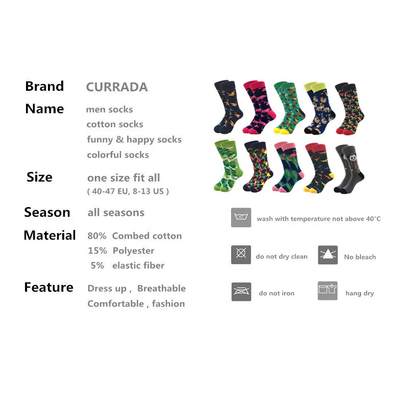 10 пар/лот, брендовые качественные мужские носки, чёсаный хлопок, цветные Веселые носки, Осень-зима, Теплые повседневные Длинные мужские Компрессионные носки