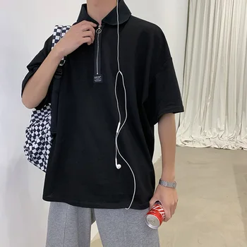 

2019 New Comfortable High Quality Super Fire Ins Trend Color Matching Loose Korean Personality Short-sleeved Cotton Polo Shirt