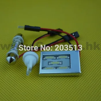 

100pcs/lot wholesale auto 12v car dome adapter 5 SMD 7014 5 leds Panel Auto Interior with Festoon T10 Socket free shipping