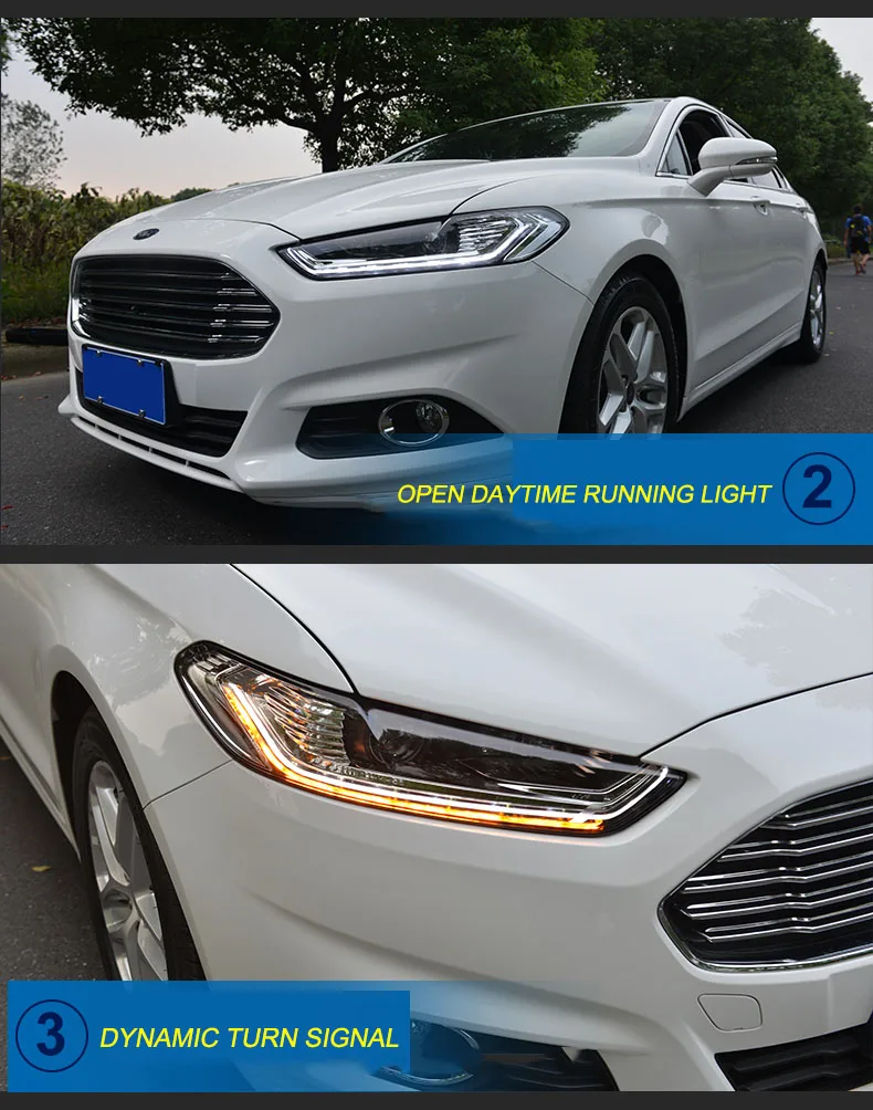 Автомобильный Стильный чехол на голову для Ford Mondeo 2013- фары светодиодный фары DRL Объектив Двойной Луч Биксенон HID автомобильные аксессуары