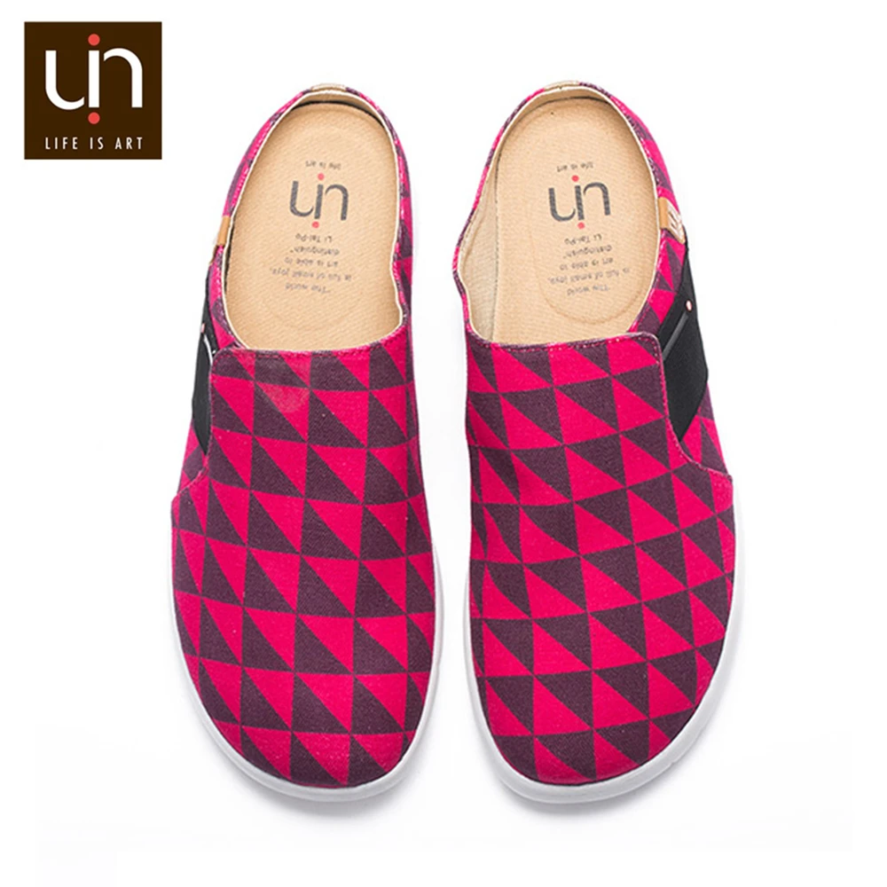 

UIN Painted Canvas Casual Slippers Women/Men Soft Outdoor Slides for Couples Round Toe Shoes Lightweight