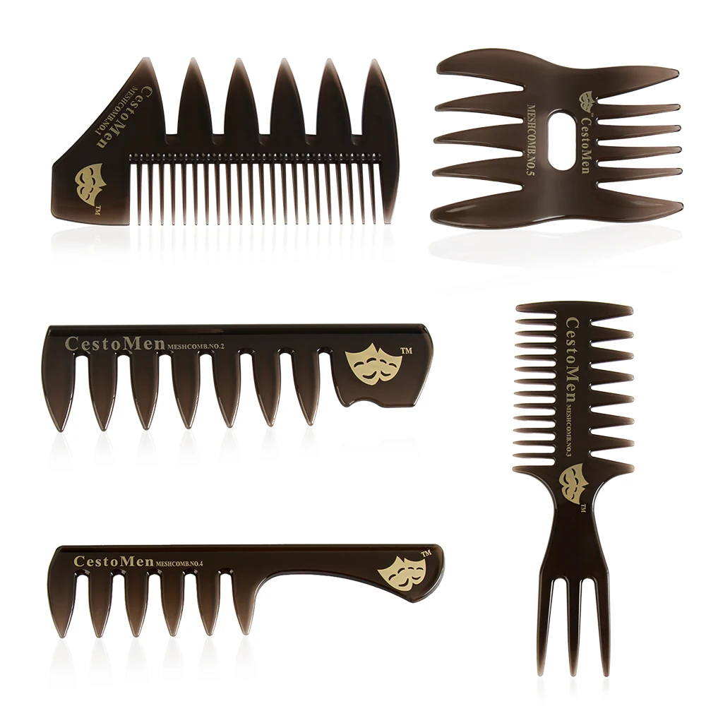 New 1pc Professional Wide Teeth Hairbrush Fork Comb Men Beard
